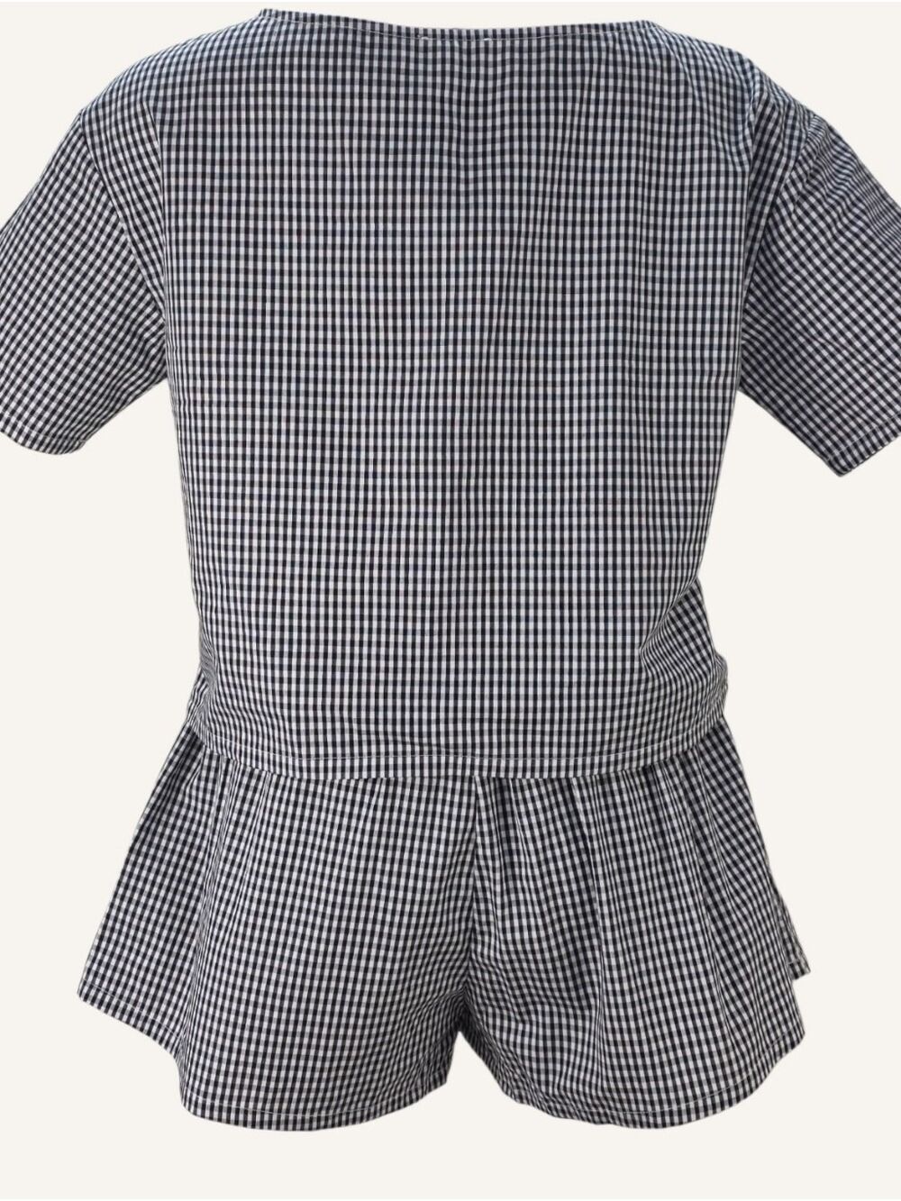PRIV Black Gingham 2-Piece Top & Shorts Set Small Pockets Designed In Canada - Picture 2 of 15